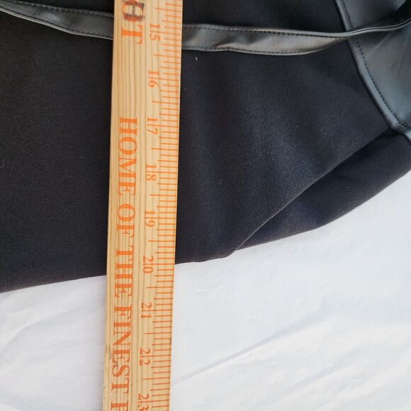 H Halston Women's Faux-Leather-Trim Chain-Belt Pants size XS NWT Black Straight - Picture 8 of 9